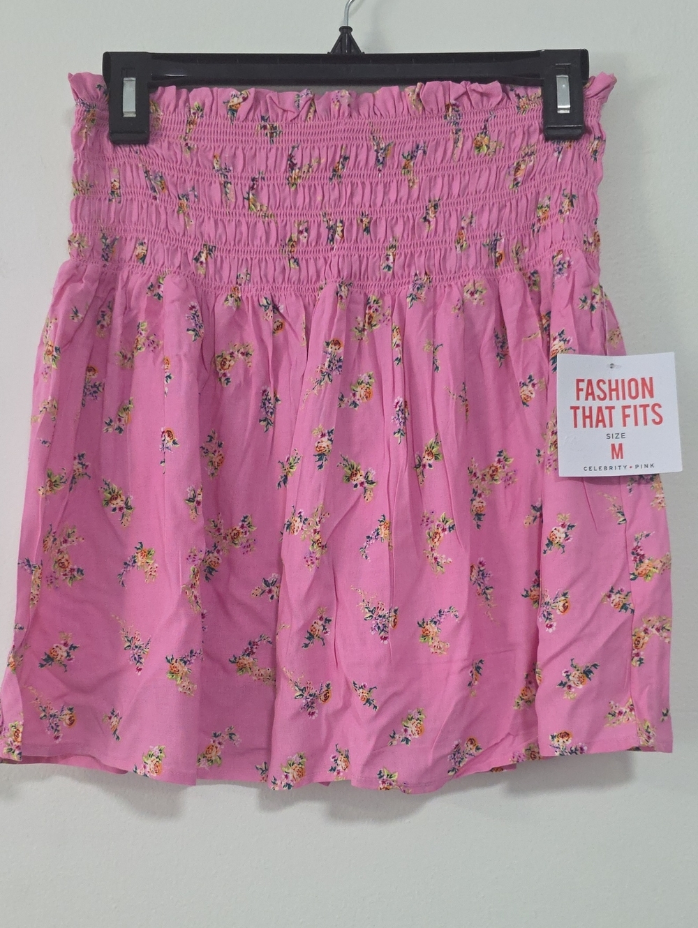 Celebrity Pink Pink Floral Smocked Mini Skirt